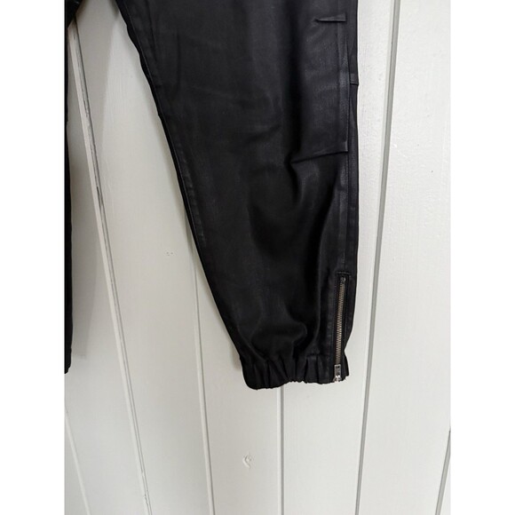 7 For All Mankind Darted Boyfriend Coated Jogger Pants 32 High Waisted Black - Picture 6 of 11